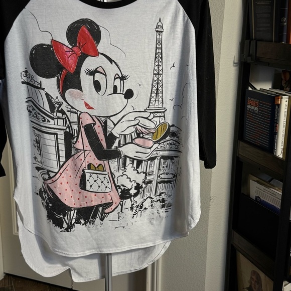 Disney Minnie in Paris 3/4 Sleeve Baseball Tee XL - Picture 4 of 9